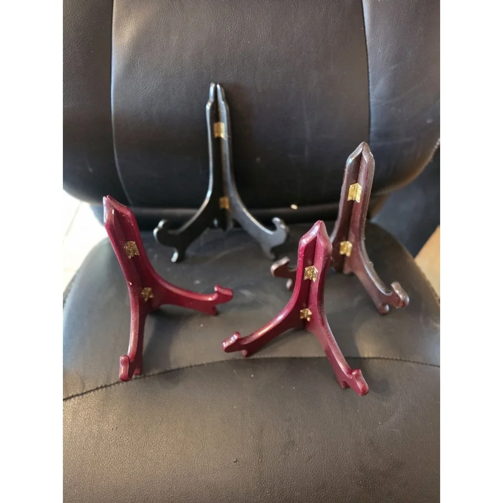 4 Wood Plate Stands. Display Easels 3 @ 8